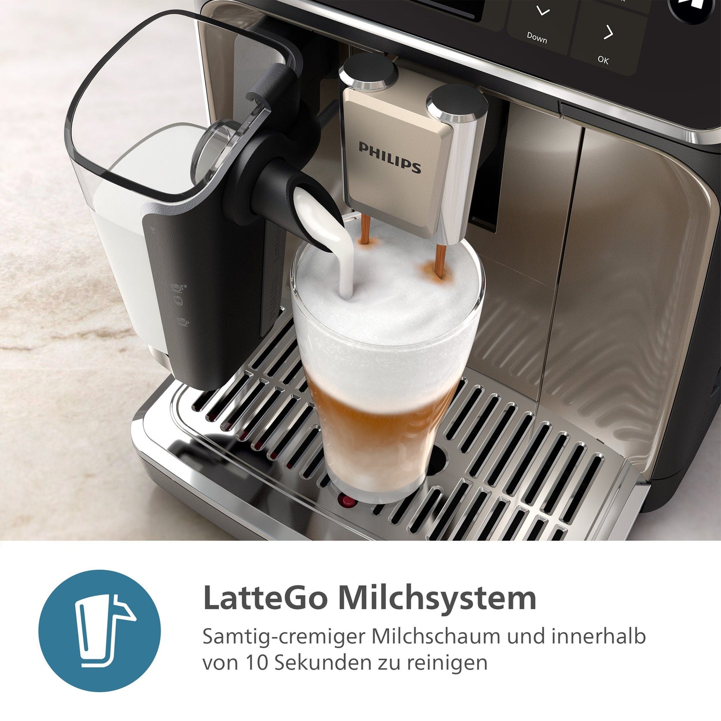 Kaffeevollautomat 5500 Series EP5547/90, Chrom-Schwarz LatteGo-Milchsystem, SilentBrew Technologie, Schwarz verchromt,20 Kaffeespezialitäten (heiß oder eisgekühlt)