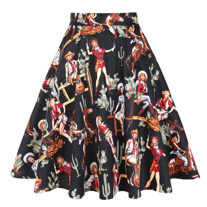 When We Retro Daisy Floral Printed Women Yellow Skirt VD0020 Vintage Casual High Waist A Line jupe femme Flare Summer Skirts