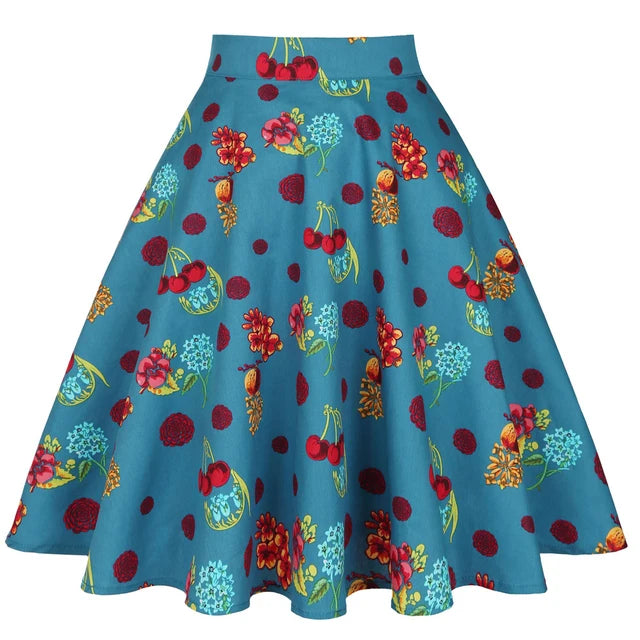 When We Retro Daisy Floral Printed Women Yellow Skirt VD0020 Vintage Casual High Waist A Line jupe femme Flare Summer Skirts
