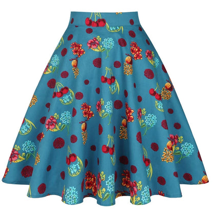 When We Retro Daisy Floral Printed Women Yellow Skirt VD0020 Vintage Casual High Waist A Line jupe femme Flare Summer Skirts