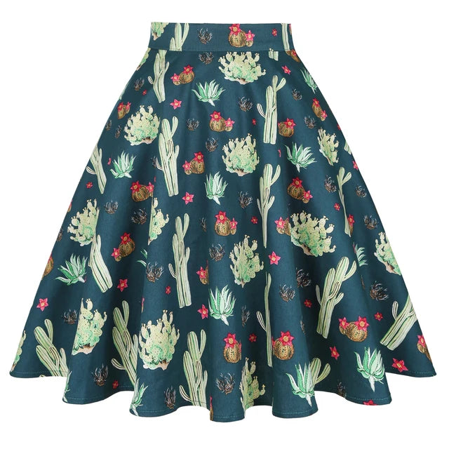 When We Retro Daisy Floral Printed Women Yellow Skirt VD0020 Vintage Casual High Waist A Line jupe femme Flare Summer Skirts