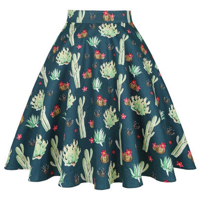 When We Retro Daisy Floral Printed Women Yellow Skirt VD0020 Vintage Casual High Waist A Line jupe femme Flare Summer Skirts