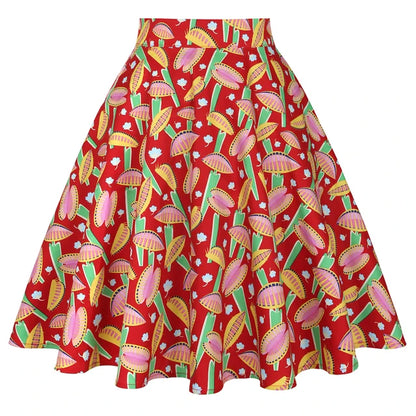 When We Retro Daisy Floral Printed Women Yellow Skirt VD0020 Vintage Casual High Waist A Line jupe femme Flare Summer Skirts