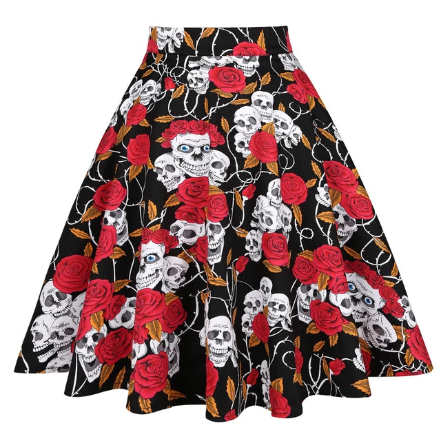 When We Retro Daisy Floral Printed Women Yellow Skirt VD0020 Vintage Casual High Waist A Line jupe femme Flare Summer Skirts