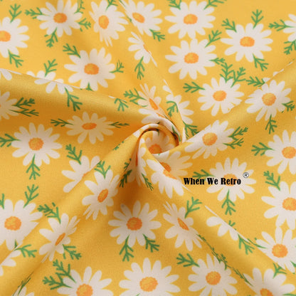 When We Retro Daisy Floral Printed Women Yellow Skirt VD0020 Vintage Casual High Waist A Line jupe femme Flare Summer Skirts