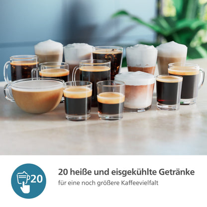 Kaffeevollautomat 5500 Series EP5547/90, Chrom-Schwarz LatteGo-Milchsystem, SilentBrew Technologie, Schwarz verchromt,20 Kaffeespezialitäten (heiß oder eisgekühlt)